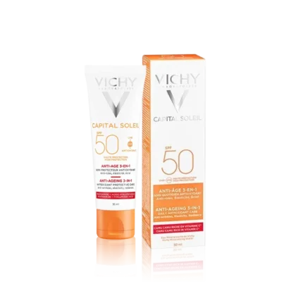 واقي شمس فيشي كابيتال سولاي 3 في 1 مضاد لعلامات التقدم بالعمر SPF50+ 50 مل