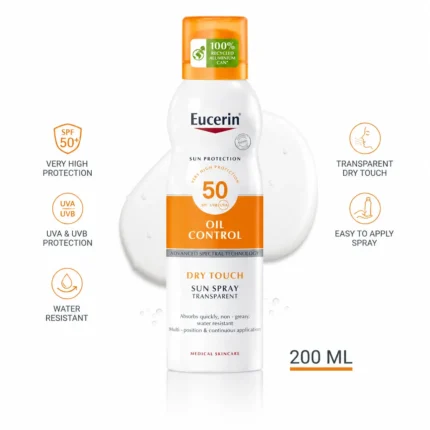 Eucerin Dry Touch SPF50+ Sunscreen Spray بخاخ يوسيرين للحماية من الشمس عامل حماية 50+ 200 مل